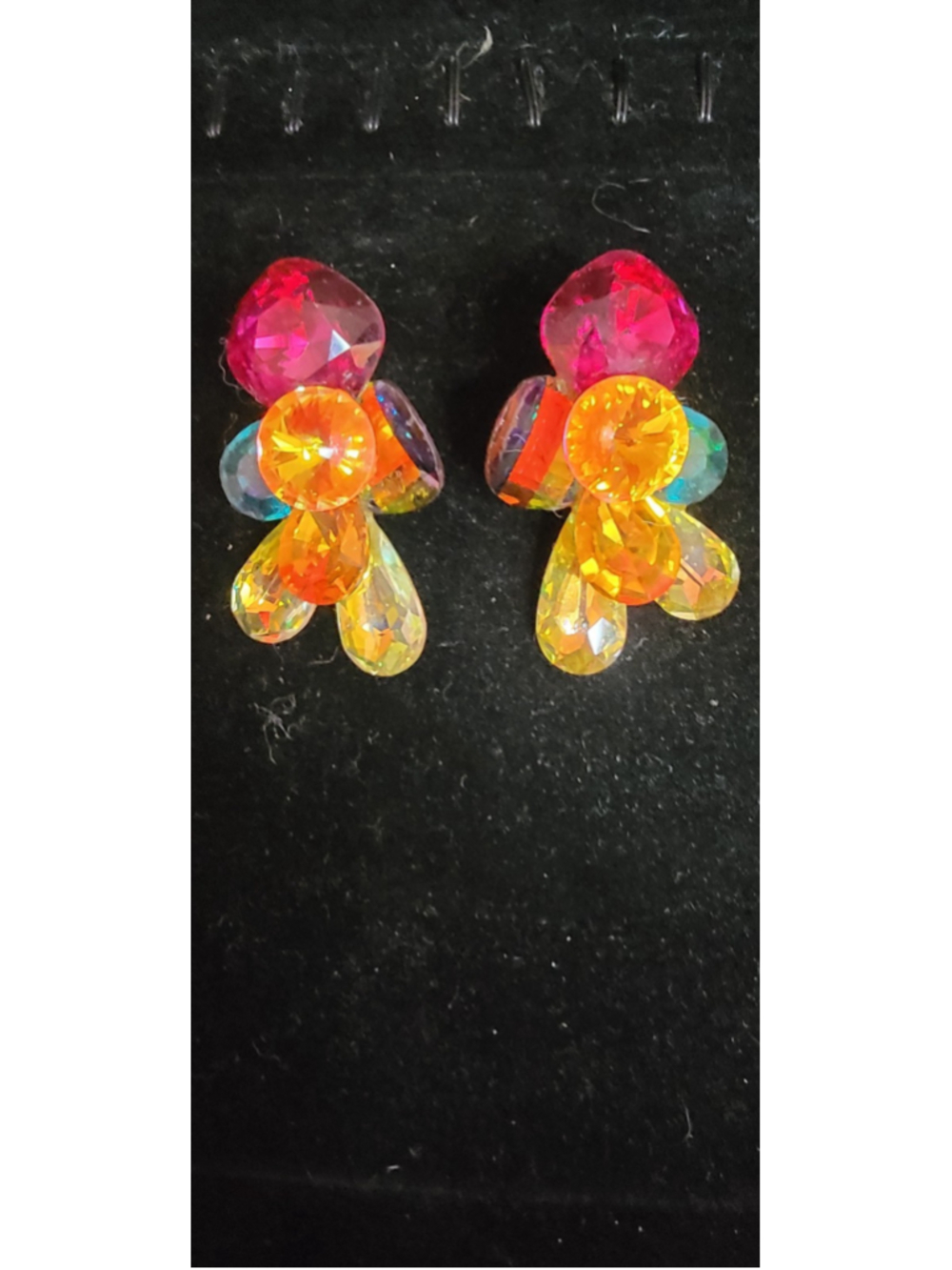 Wendy Gell Multi color Glass Earrings Vintage 40